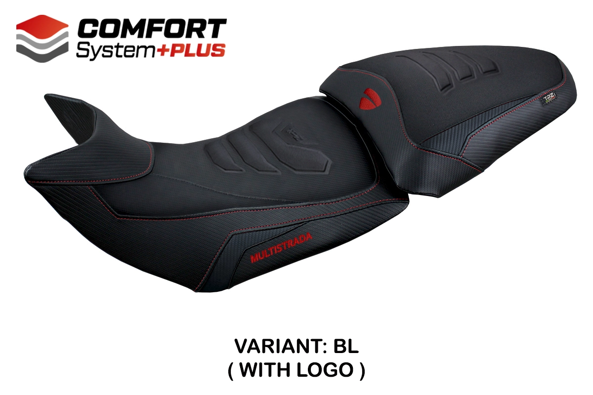 Sitzbezug kompatibel - Ducati Multistrada 1200 / 1260 2015-2020 - mod Jazan Comfort System Plus – BL (schwarz)