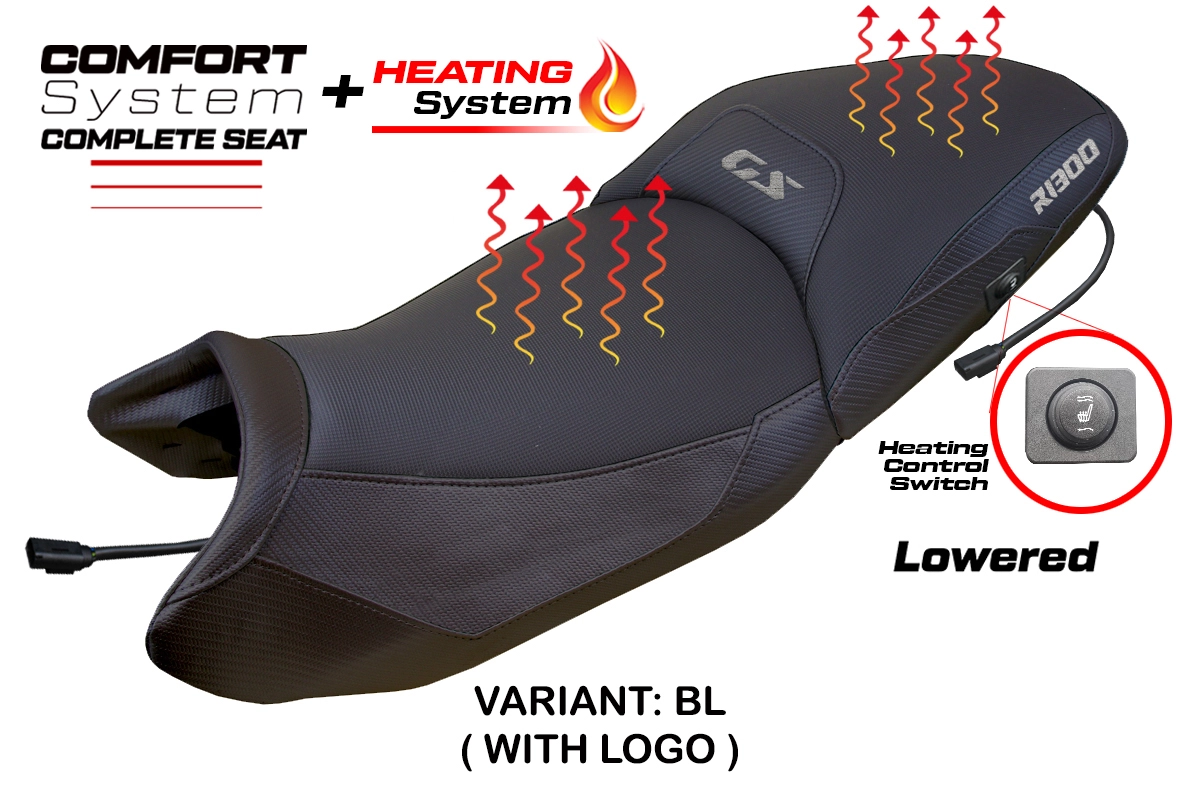 Komplette Sitzbank kompatibel - BMW R 1300 GS 2023-2026 - mod Dorfen Heating Comfort System - Gesenkt – BL (schwarz)