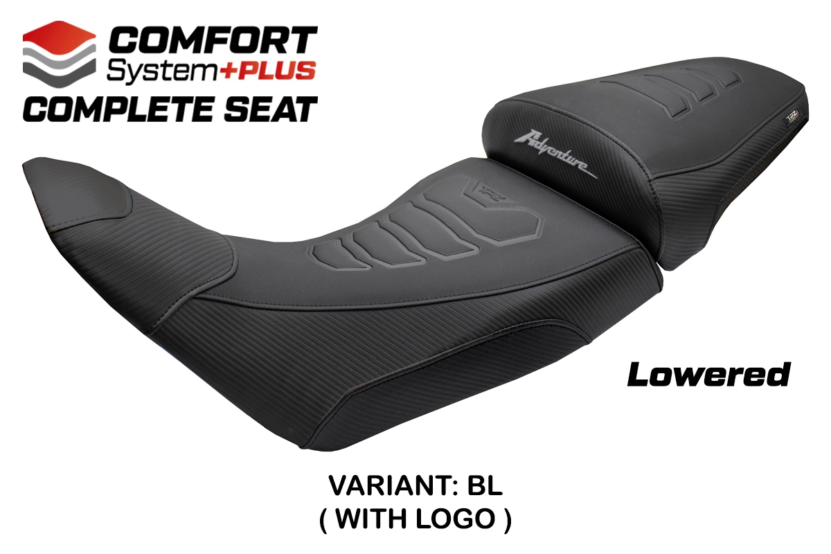 Komplette Sitzbank kompatibel - Honda Africa Twin 1100 2020-2026 - mod Asmara Comfort System Plus - Gesenkt – BL (schwarz)