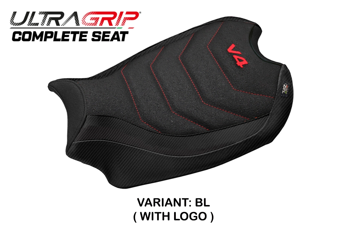 Komplette Sitzbank kompatibel - Ducati Panigale V4 2018-2024 - mod Gorizia Ultragrip Seat – BL (schwarz)