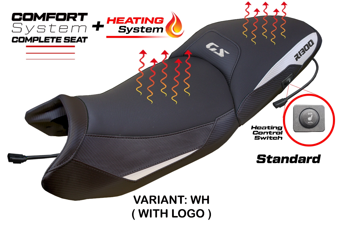 Komplette Sitzbank kompatibel - BMW R 1300 GS 2023-2026 - mod Dorfen Heating Comfort System - Standard – WH (weiß)