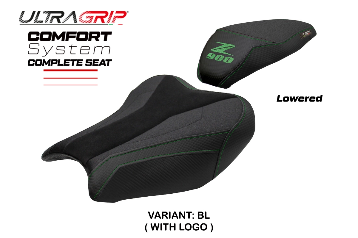 Komplette Sitzbank kompatibel - Kawasaki Z 900 2017-2024 - mod Liaka Ultragrip Comfort  - Gesenkt – BL (schwarz)