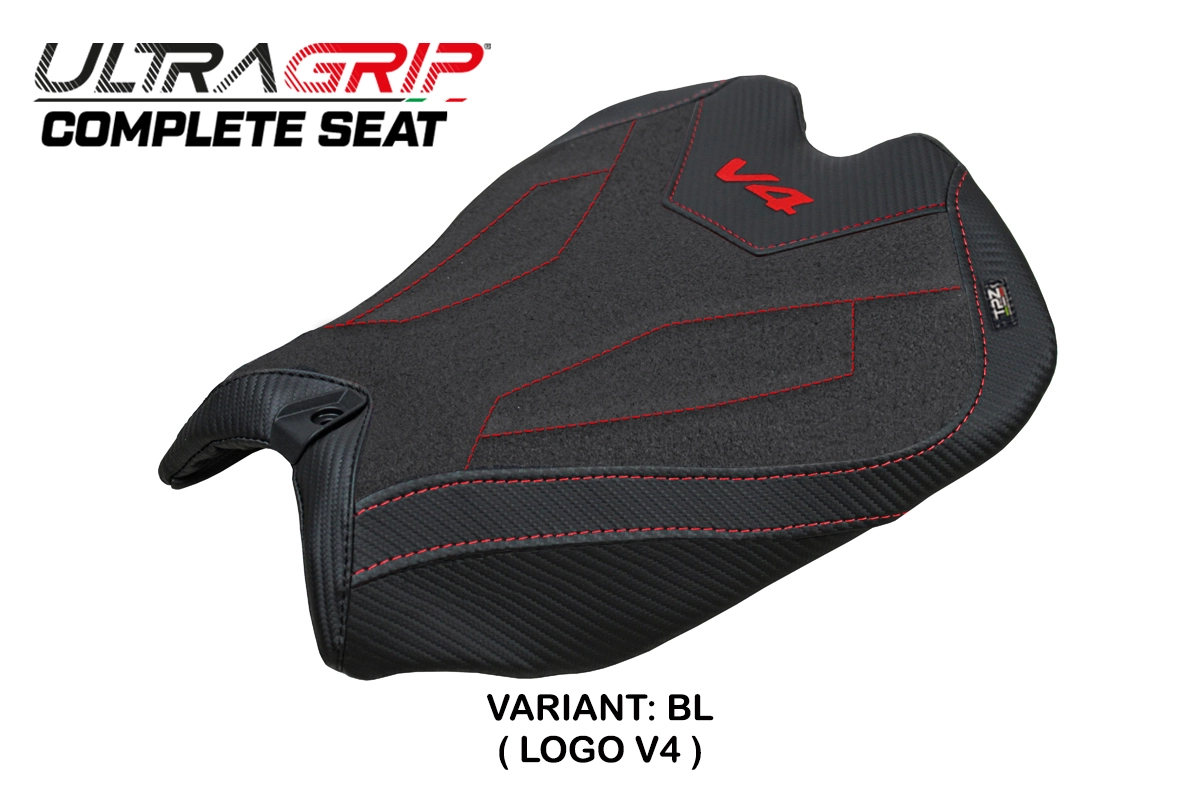 Komplette Sitzbank kompatibel - Ducati Panigale V4 2025-2026 - mod Pavia Ultragrip – BL (schwarz)