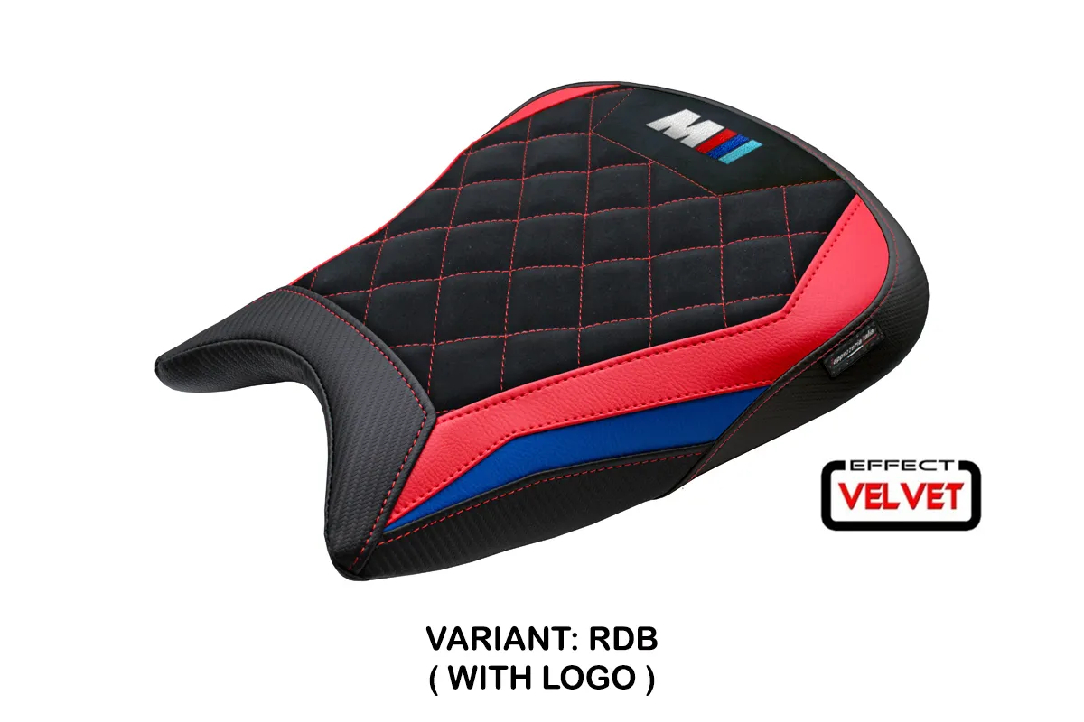 Sitzbezug kompatibel - BMW M 1000 RR 2023-2026 - mod Melk Velvet – RDB (rot-blau)