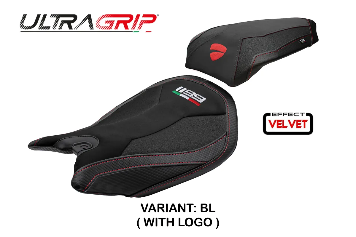 Sitzbezug für Ducati Panigale 1199 2011-2015 - mod Pesaro Velvet Ultragrip – BL (schwarz)