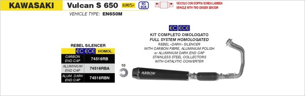 ARROW REBEL Carbon KAWASAKI VULCAN S 650 2025