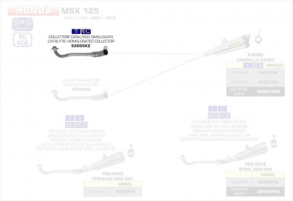 52005KZ-Arrow Krümmer inkl. Kat Honda MSX / GROM 125 16-19