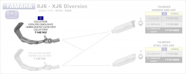 71421KZ-Arrow Krümmer mit Kat Yamaha XJ6/Yamaha XJ6 Diversion 09-13
