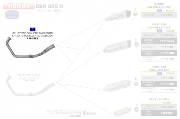 Arrow Krümmer mit Kat Honda CBR 300 R 14-16