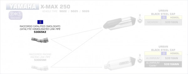 Arrow Verbindungsrohr mit Kat für Urban Endschalldämpfer Yamaha X-Max 250 ´09/16