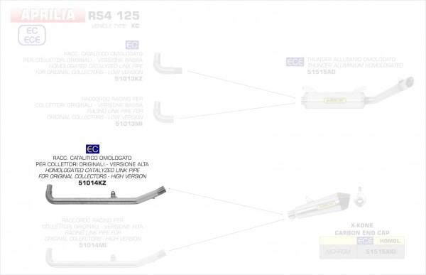 51014KZ-Arrow Verbindungsrohr mit Kat Aprilia RS4 125 17-19