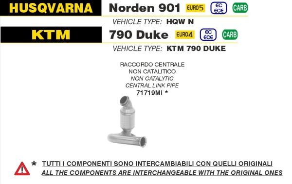 71719MI-Arrow Katersatzrohr KTM 790 Duke/Adv./890 Duke R/Adv./CF Moto 800 MT