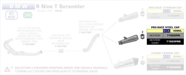 Arrow Nichrom Pro-Race silencer BMW R Nine T Scrambler 16-19