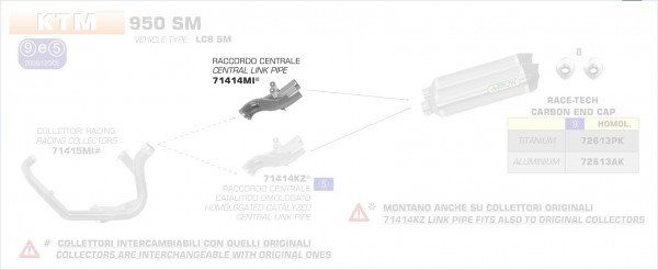 Arrow Zwischenrohr, zentral KTM 990 SM/SMR 08-13