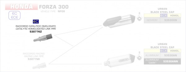 53077KZ-Arrow Verbindungsrohr mit Kat HONDA FORZA 300 18-19