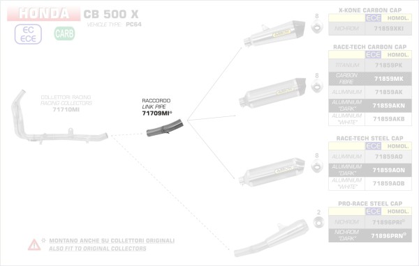 71709MI-Arrow Zwischenrohr Honda CB 500 X 19-