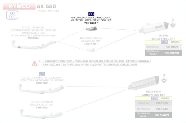 73014KZ-Arrow Verbindungsrohr mit Kat für Original- oder Arrow Krümmer KYMCO AK