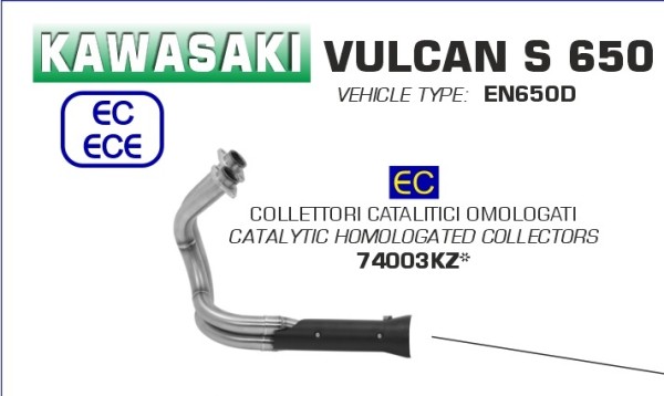 74003KZ-Arrow Verbindungsrohr mit Kat KAWASAKI VULCAN S 650 17-20