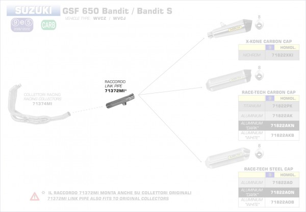 71372MI-Arrow Zwischenrohr niedrig ür Originalkrümmer Suzuki GSX 650 F 07-15